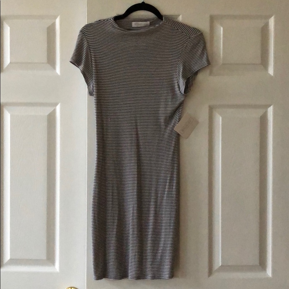 Grey and blue striped dress